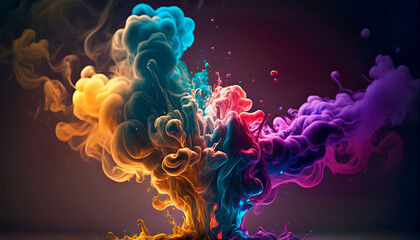 colorful smoke or liquid. generative AI - obrazy, fototapety, plakaty