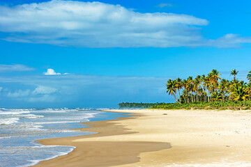 Sunny summer day on the idyllic beach of Sargi in Serra Grande in Bahia, northeastern Brazil
