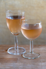 French cold rose dry wine from Provence in glass served for lunch in restaurant
