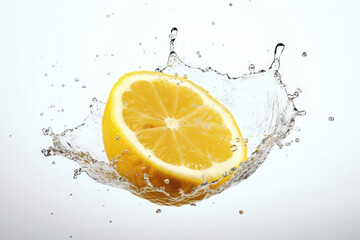 水に落下するレモン, 水, レモン, 水飛沫, Lemon falling into water, water, lemon, splash, Generative AI © KK