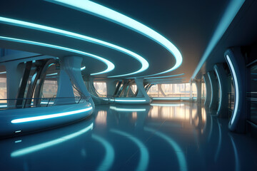 Futuristic interior of a building