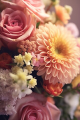 close up of a beautiful bouquet of wedding flowers