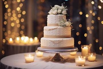 Beautiful modern and minimalist wedding cake - obrazy, fototapety, plakaty