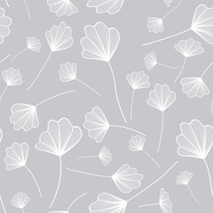 Vector seamless pattern with white simplified leaves