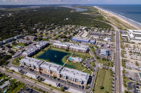An aerial drone photo of St Augustine, Florida