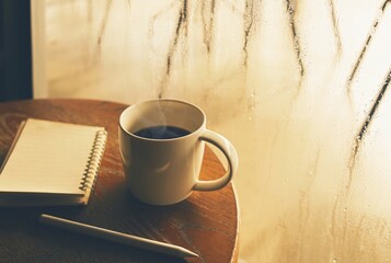 cup of coffee and book