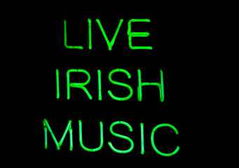 neon sign live irish music