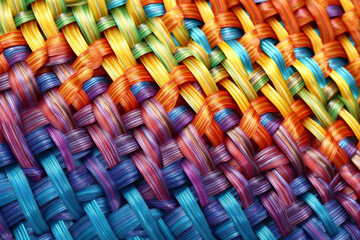 Fototapeta premium Colorful Woven Textile Background with Intricate Pattern and Texture.