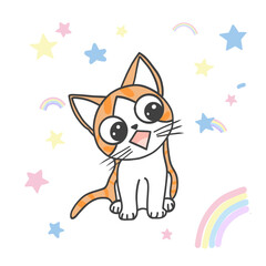 cat in a dream rainbow and stars