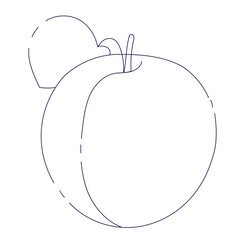 Summer peaches featuring hand-drawn . Fun, line design for summer isolated on white background. Ideal for digital printing, decoration or printing on objects. Vector illustration.