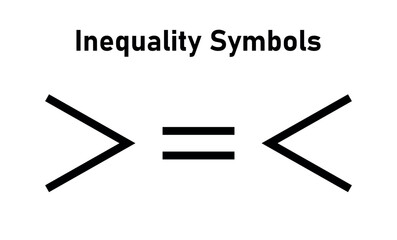 Less than greater than and equal symbol in mathematics. inequality symbols. Mathematics resources for teachers and students. - obrazy, fototapety, plakaty