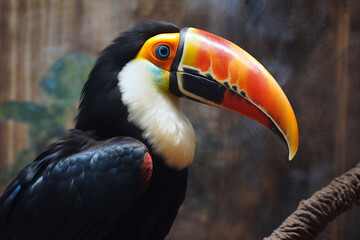 Fototapeta premium Generative AI a toucan bird sitting on a branch