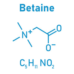 Chemical structure of Betaine (C5H11NO2). Chemical resources for teachers and students. Vector illustration.