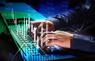 Traders, investors, stock market mutual funds and digital assets business man analyzing financial data forex trading graph Technology, Finance, Business and Investment