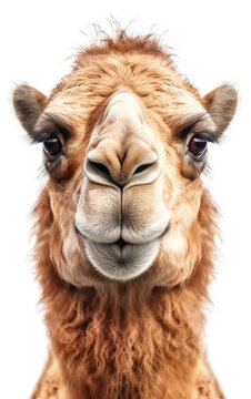 Portrait of a camel on a transparent background