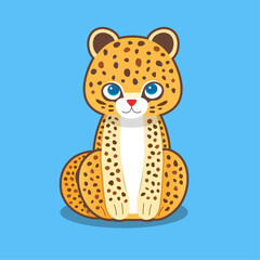 Cute cartoon leopard in flat style