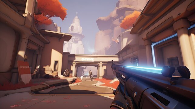 First person shooter view made with Ai generative technology