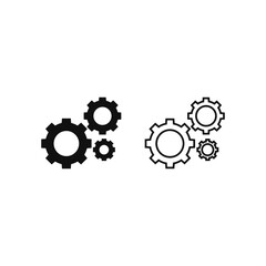 Gear Icon silhouette and line on white background