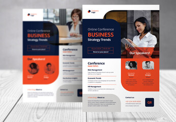 Online Event Flyer with Blue and Red  Accents