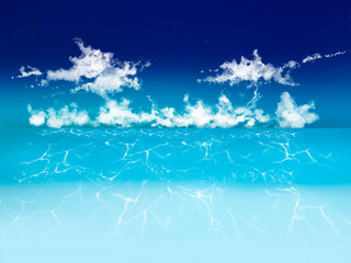 夏の海と青空のイラスト素材です(・&forall;・)