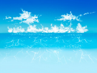 夏の海と青空のイラスト素材です(・&forall;・)その3