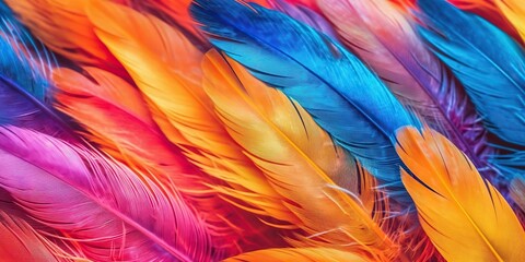 AI Generated. AI Generative. Vibrant colorful pattern background texture of color feathers decoration. Graphic Art