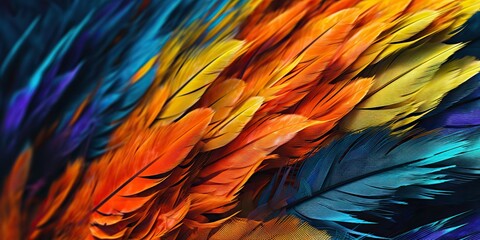 AI Generated. AI Generative. Vibrant colorful pattern background texture of color feathers decoration. Graphic Art