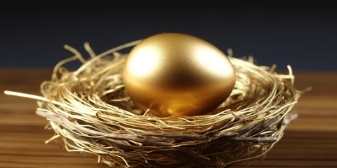 A golden egg in a nest, symbolizing investment and wealth growth , concept of Capital accumulation, created with Generative AI technology