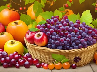 Naklejka na ściany i meble Delicious Healthy and Nutritious Fruits Captivating Pictures, Generative AI
