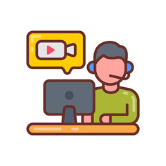 Streaming icon in vector. Illustration