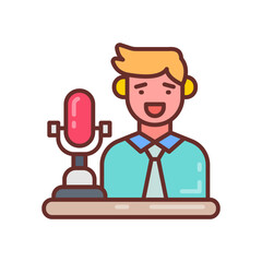 Esports commentator icon in vector. Illustration