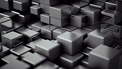 Modern Tech Wallpaper with Perfectly Arranged Black Glowing shape Ai generated image