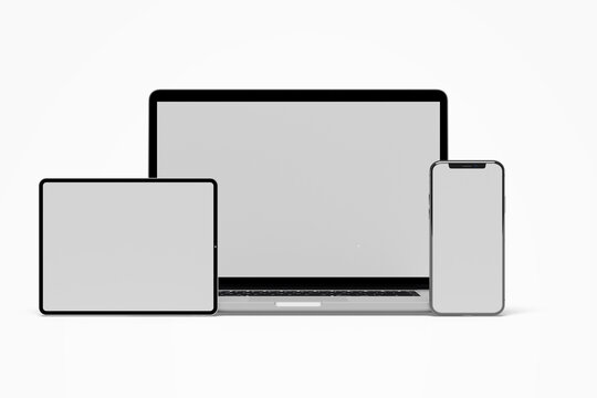 Multi device mockup on white background