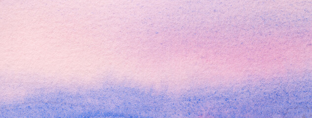 Abstract art background light blue and lilac colors. Watercolor painting on canvas with soft pink gradient.