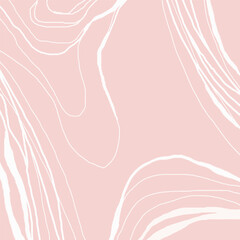 Fototapeta premium Minimalistic stylish background with abstract wavy lines of different thickness in pink pastel nude tone. Modern template vector illustration.