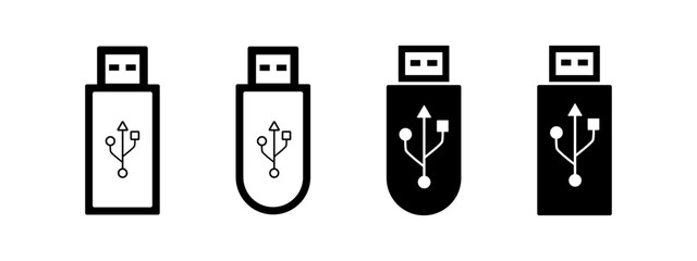 Flash usb drive vector icon. Set of lash disk for storage memory.