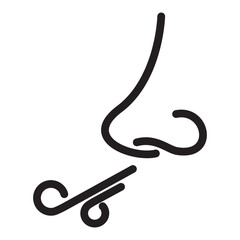 Smell icon, nose icon,  Icon of five human senses.  Smell icon simple vector illustration.