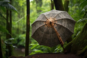 Handmade Balinese Umbrella with Patterns - AI Generated