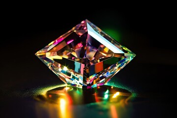 Brilliantly Cut Diamond Macro Shot - AI Generated