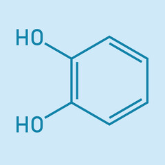 Obraz premium Chemical structure of Catechol (C6H6O2). Chemical resources for teachers and students. Vector illustration isolated on white background.