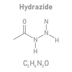 Chemical structure of Hydrazide (C2H6N2O). Chemical resources for teachers and students. Vector illustration isolated on white background.