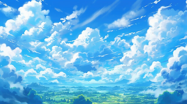 夏の青空の爽やか雲背景