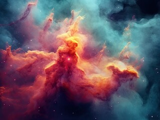 Obraz na płótnie Canvas Vibrant Nebula in Galaxy - AI Generated