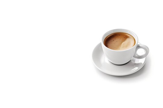 A cup of coffee or espresso on a white background with copy space. Generate AI