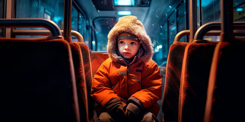 child riding a noisy bus
