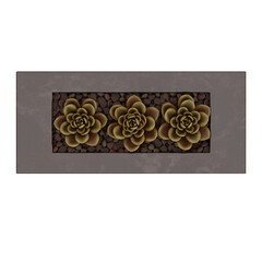 Three Brown Succulents Plant In White Pot. Cut Out. Realistic 3D Render. Home Element.
