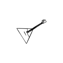Vector sketch hand drawn silhouette of balalaika musical instrument, line art