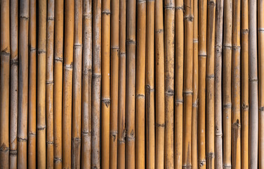 Old bamboo plank fence texture material construction for background.