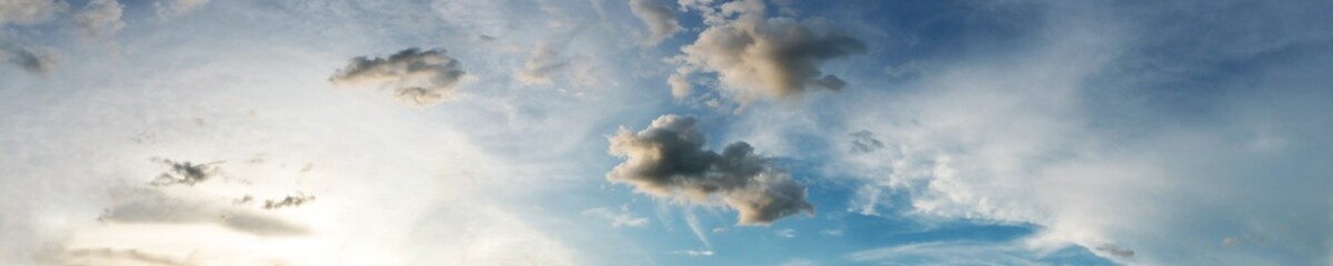 Fototapeta na wymiar Panorama sky with cloud on a sunny day. Beautiful cirrus cloud.