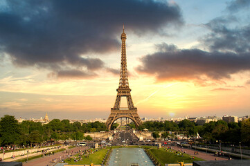 Paris, France - 05.17.2014: Panoramic view toward The Eiffel Tower in Paris  France